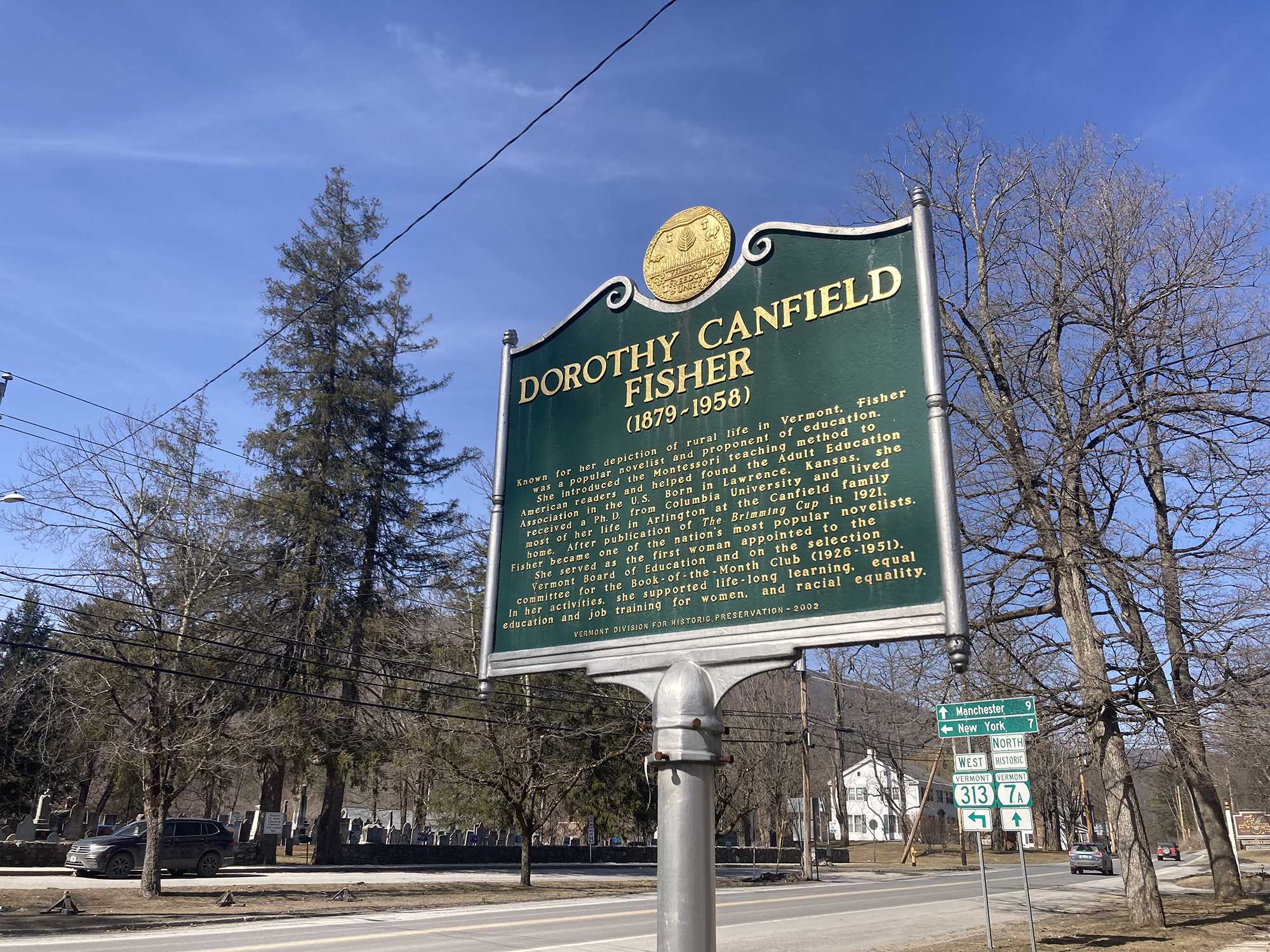Dorothy_Canfield_Fisher_Historic_Road_Marker